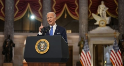 Biden blames Trump for deadly attack on US Capitol last year